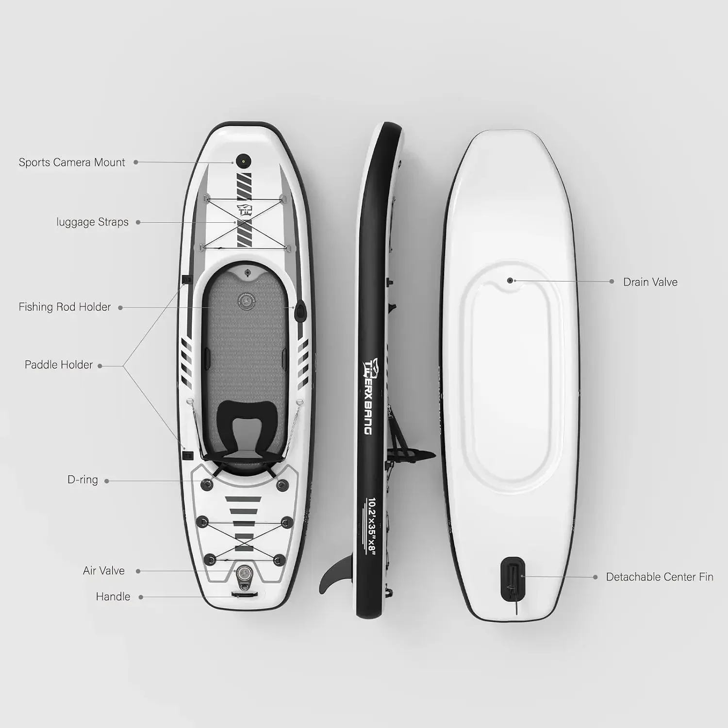 TIGERXBANG Kayak Tiup 10,2'x35 - Fishing Kayak Inflatable ulasan dan harga